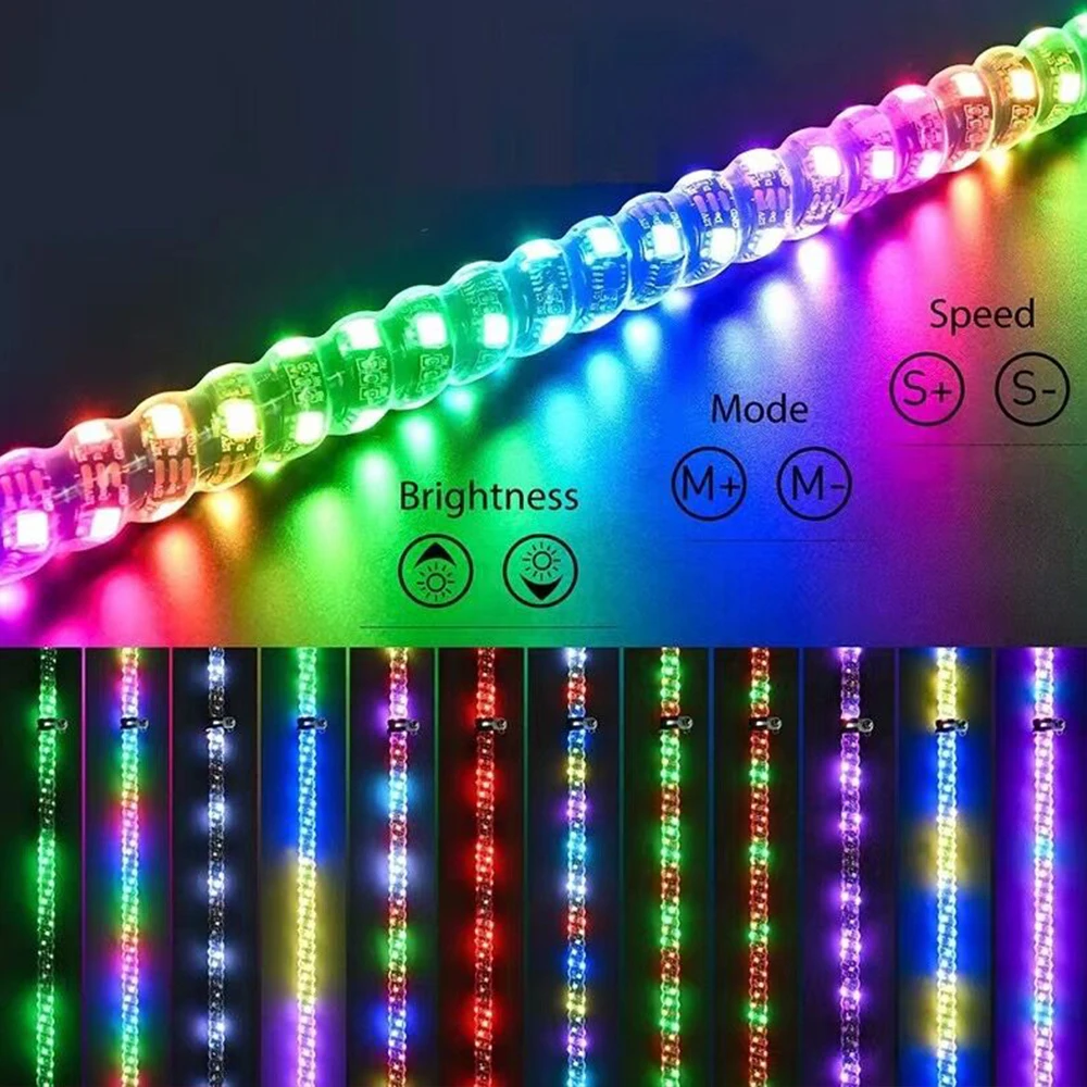 Waterproof IP67 Led Whip Lights 3ft 4ft 5ft 6ft RGB Spiral Antenna Led Whip Lights For Buggy UTV ATV