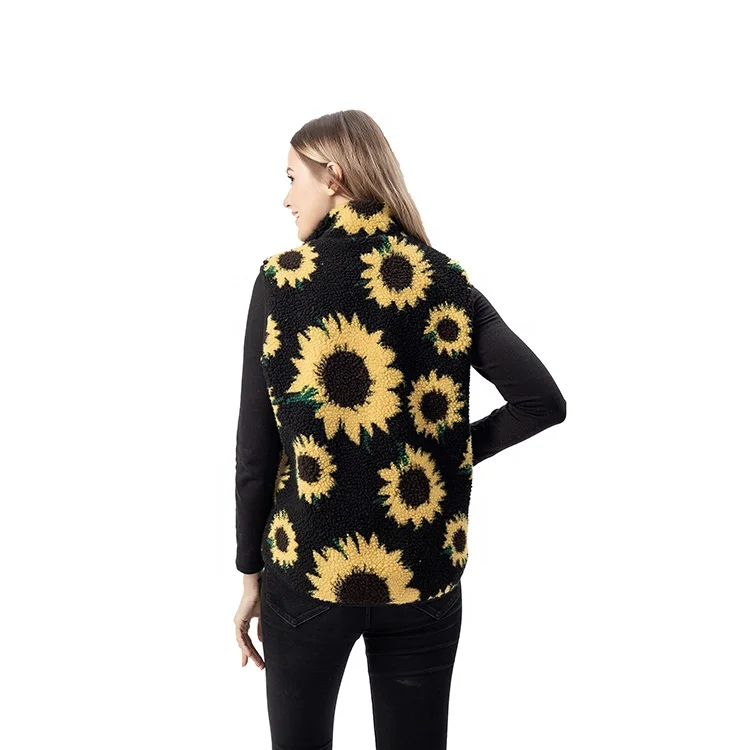 High Quality Ladies Sunflower Lamb Wool Fleece Sleeveless Vest