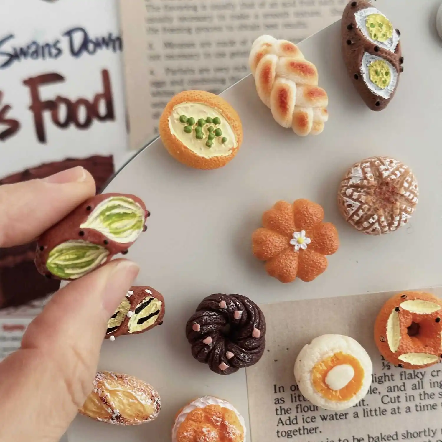 3D Mini Delicious Food Resin Fridge Magnet Refrigerator Magnet - French Soda Bread,Chocolate Cake & Spread Sauce Gift Sets