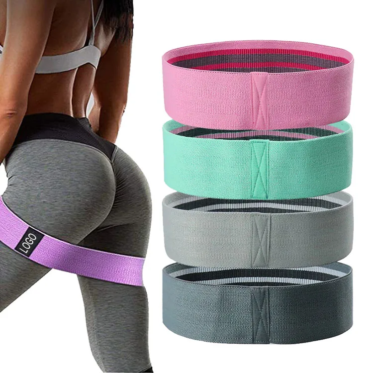Women Strength Training Gym Fitness Exercise Bands,Hip Circle Set Non Slip Covered Elastic Booty Fabric Yoga Resistance Band