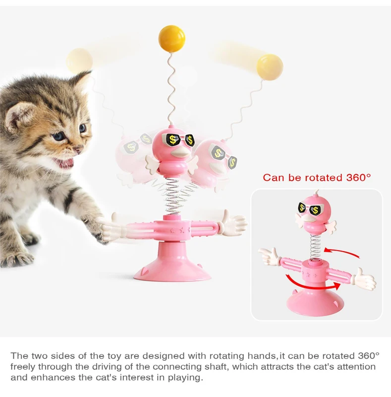 Hot Selling New Pet Interactive Feather Spring Cat Toy 360 Degree Rotate Kitty Toy High Elasticity Spring Cat Ball Toy