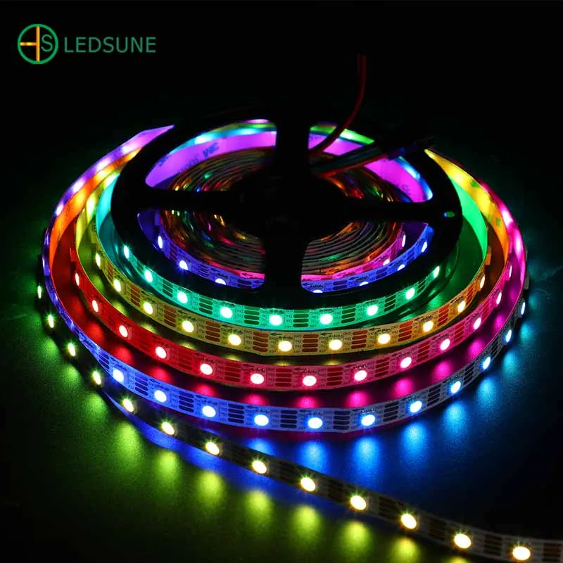 Dream Color 5V SK9822 Digital Addressable RGB LED 30 60 144 Pixel RGBIC Programmable LED Strip Light for DIY Lighting Decor