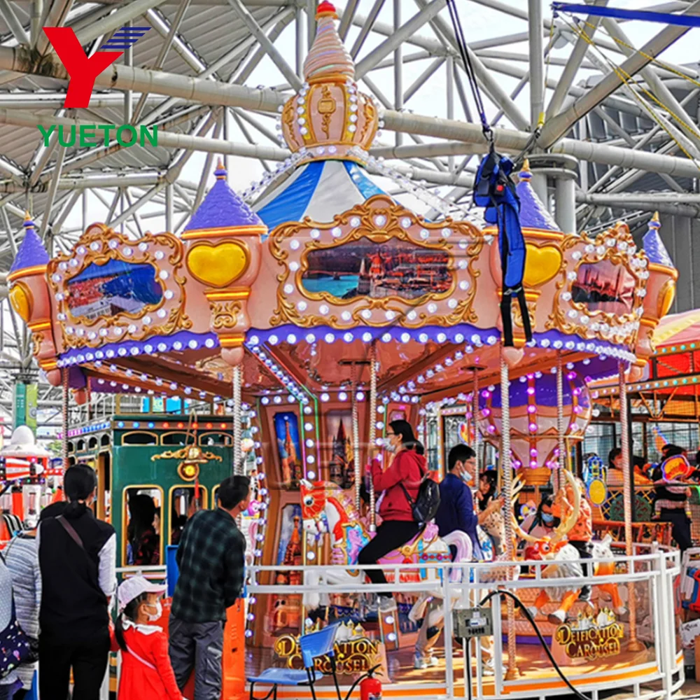 Yuetong Hot Sale Yueton Commercial Kiddie Outdoor Luxury Blue Carousel Horse Merry Go Round For Kids Adult Sale