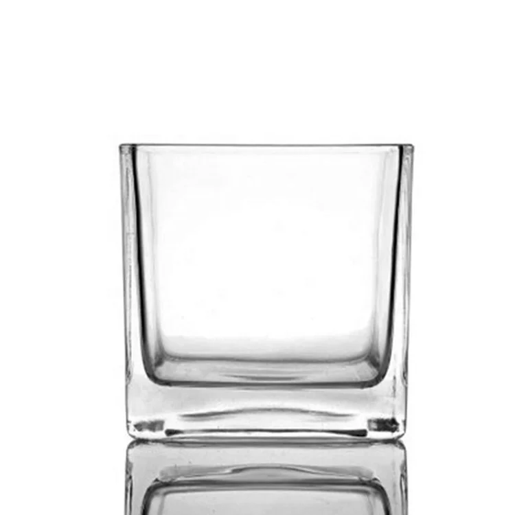 2024 Multi-size Clear Glass Vase Decorative Centerpiece for Home/Cubed Flower Glass Vase