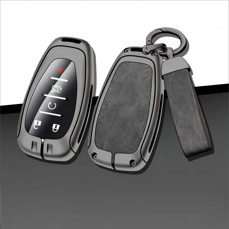 Custom logo smart car key case zinc alloy leather key fob case cover fit for Chevrolet