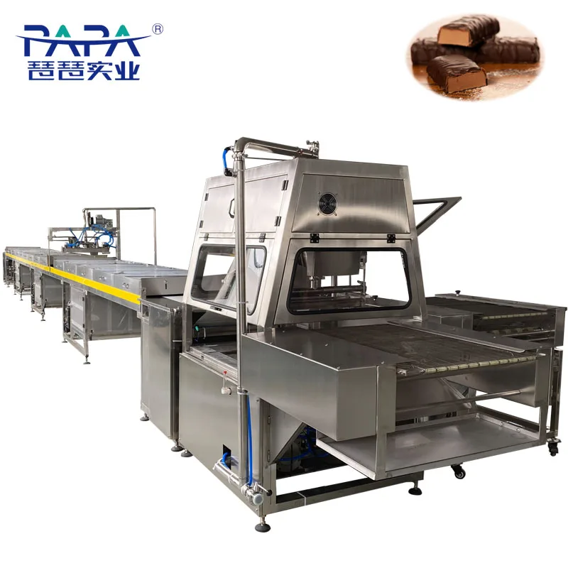 chocolate coating machine with chocolate cooling tunnel