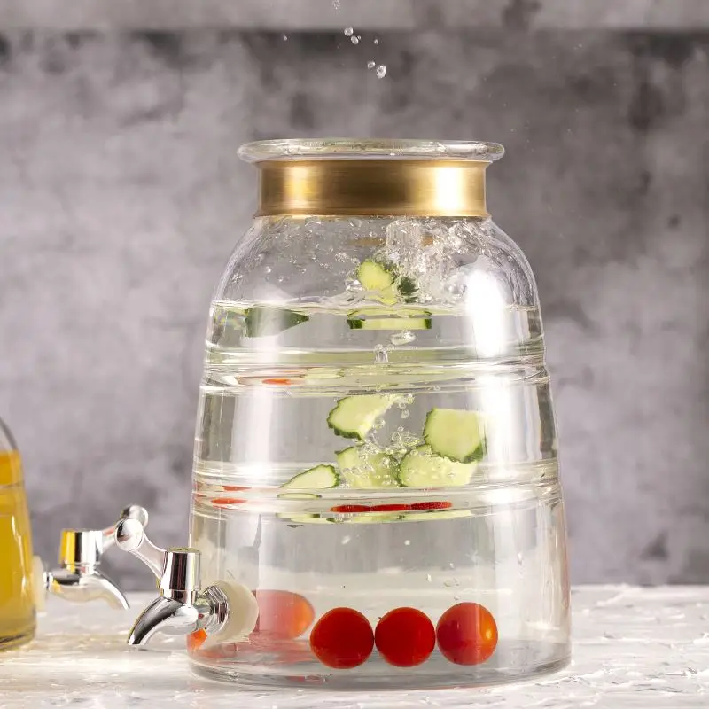 Wholesale SGS certificate Customized logo fruit juice dispenser with copper ring 8L/5L/4L/3L