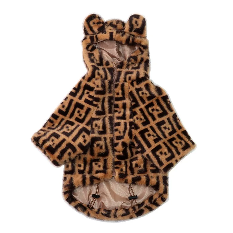 Модная брендовая теплая одежда для домашних животных Толстая флисовая одежда с логотипом собаки две лапы с пальто на молнии (1600363099907)
