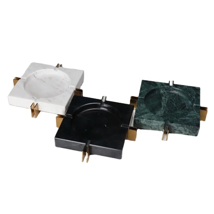 Can customize high-quality marble rectangular black-and-white luxury ashtray for home desktop office decoration