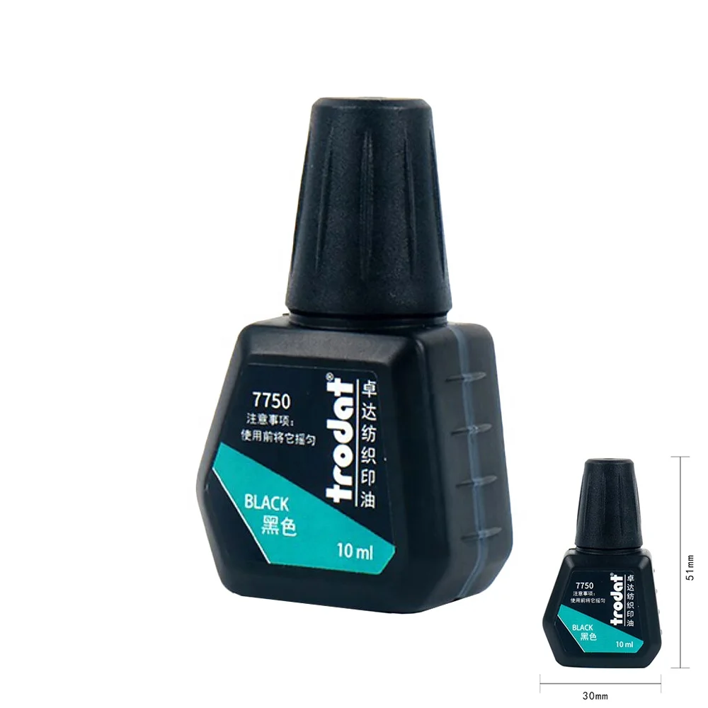 Premium oil base black trodat self inking stamp ink fabric clothing garments 10ml 1kg