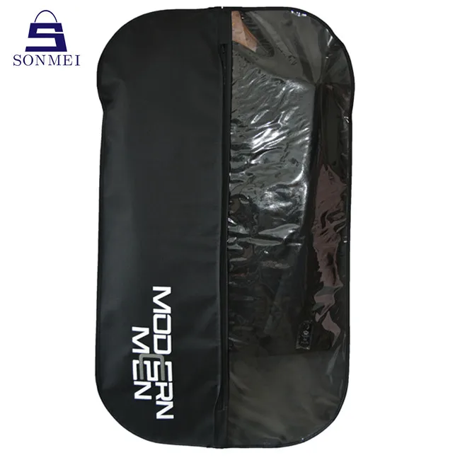 Oxford coat cover with pvc black custom printed logo garment bags
