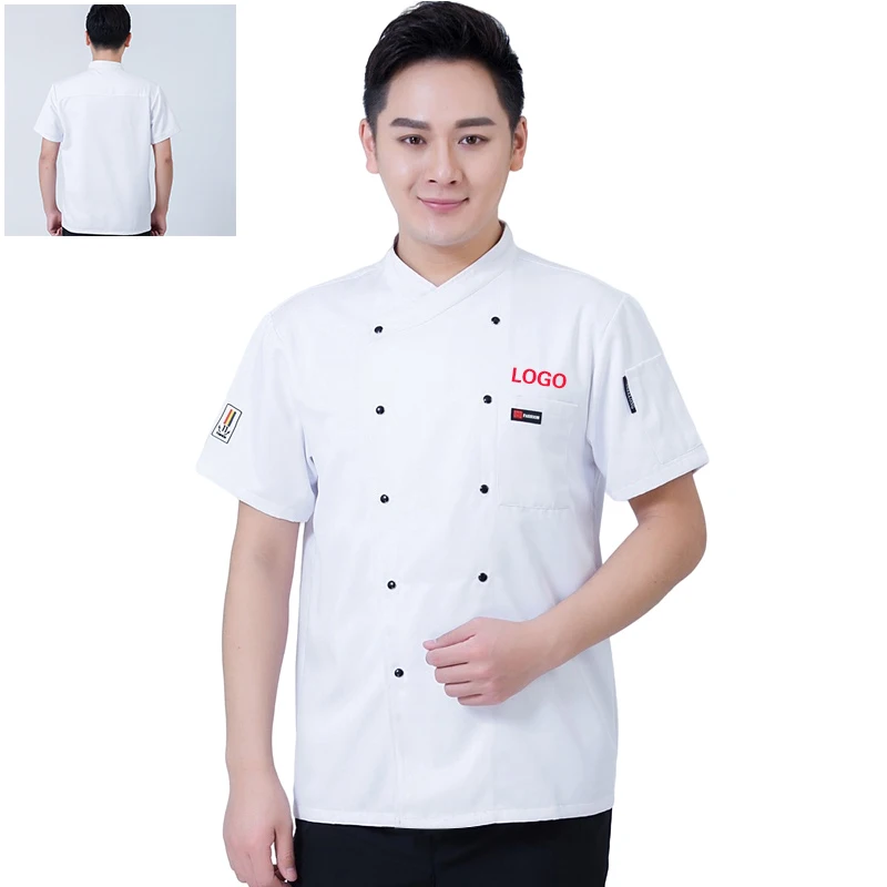 Short Sleeve White Chef Uniform Coat Jacket Cotton Unisex OEM Item Time Lead Fabric Support Material Origin Gender Type Order