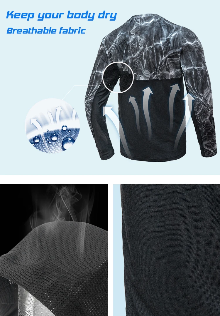 wholesale custom long sleeve perform t shirt camo jersey upf fishing clothes man uv fishing shirt unisex