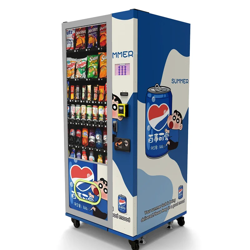 Outdoor Combo Beverage and Snacks Smart Vending Machine Maquina Expendedora 150W Black White 80-600 Pcs ZD--L-7-WM Zhongda SPCC