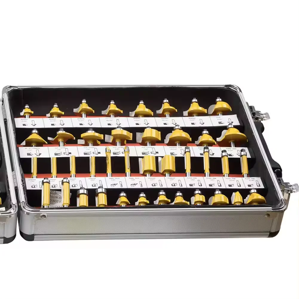 100 PCS Woodworking Tools Tungsten Carbide Wood Router Bits Sets 1/4 Inch Shank Trimmer Bit Set  Milling Cutter