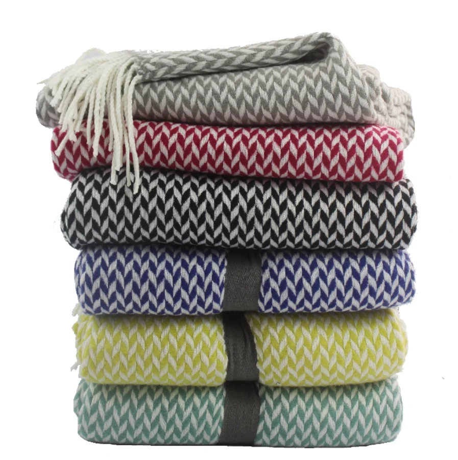 Плед в елочку PLHMIA покрывало из 100% хлопка для дивана индийское кровати