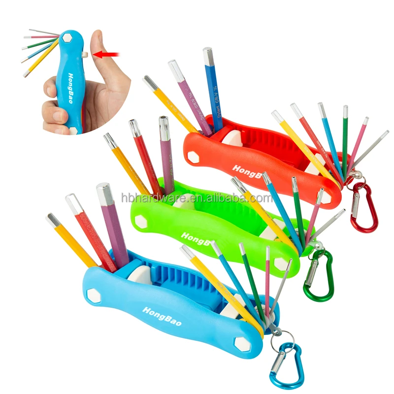 New Gift 8 Piece OEM LOGO Folding Allen Key Set Multi Usage hex key set for Bicycle Household Repairing Foldable Hex Key Set