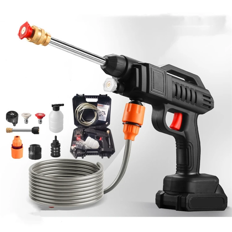 Removable 12000mAh Lithium Battery Brass Nozzle Water Spray Gun Jet Foam Car Wash High Pressure Car Washer Portable
