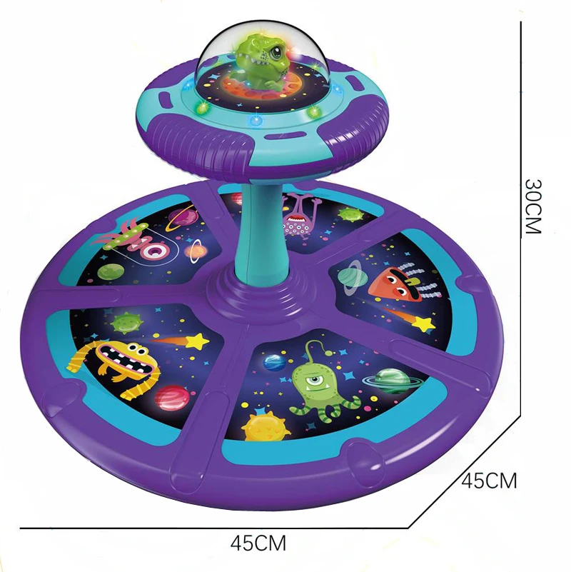 Kids Educational Plastic Toys Dinosaur Space Spinning Stool Toy Non-stop Fun Sit and Spin Rotation Toy