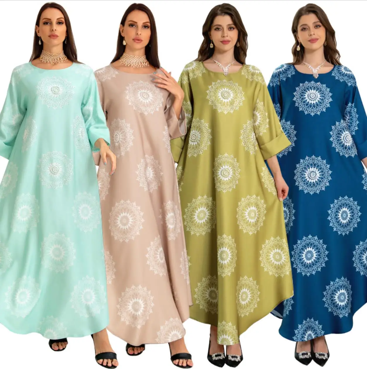 Islam clothing lady abaya Turkey Moroccan beading stonesa Arabic modest dress for Muslim  women
