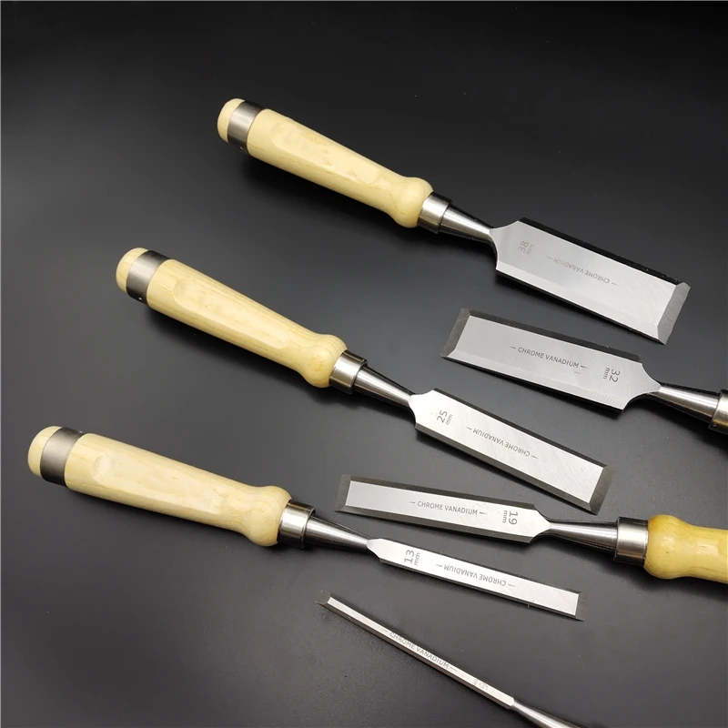 Набор резцов из хромованадиевой стали с деревянной ручкой для деревообработки