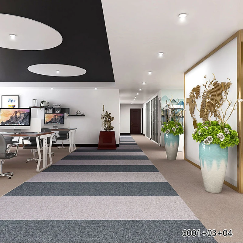 Modern Home Floor Carpet Tile Squared Design in Solid Color Cushioned Polypropylene Material