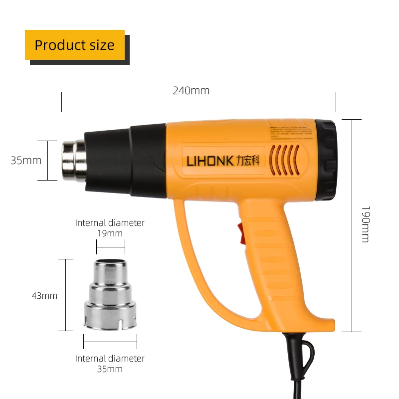 A-LK630E 2000W digital display 650 degrees with Intelligent Functions heat gun machine Heating Gun for Shrinking Wrapping