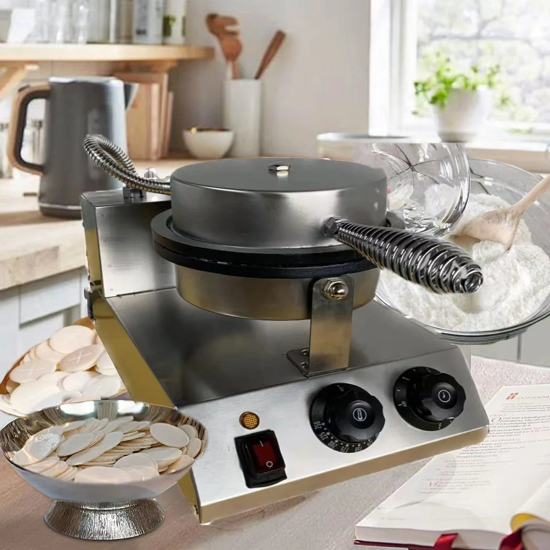 Shineho corn wafer biscuit making machine	chapati pancake make machine holy communion bread machine  for altar	holy communion br
