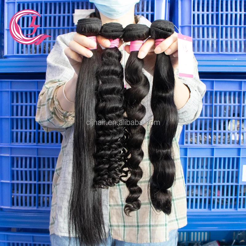 CLJHAIR Dropshipping Raw Unprocessed Cuticle Aligned Short Wet Curls 7A Grade Kinky Straight Peruvian Hair Bundles