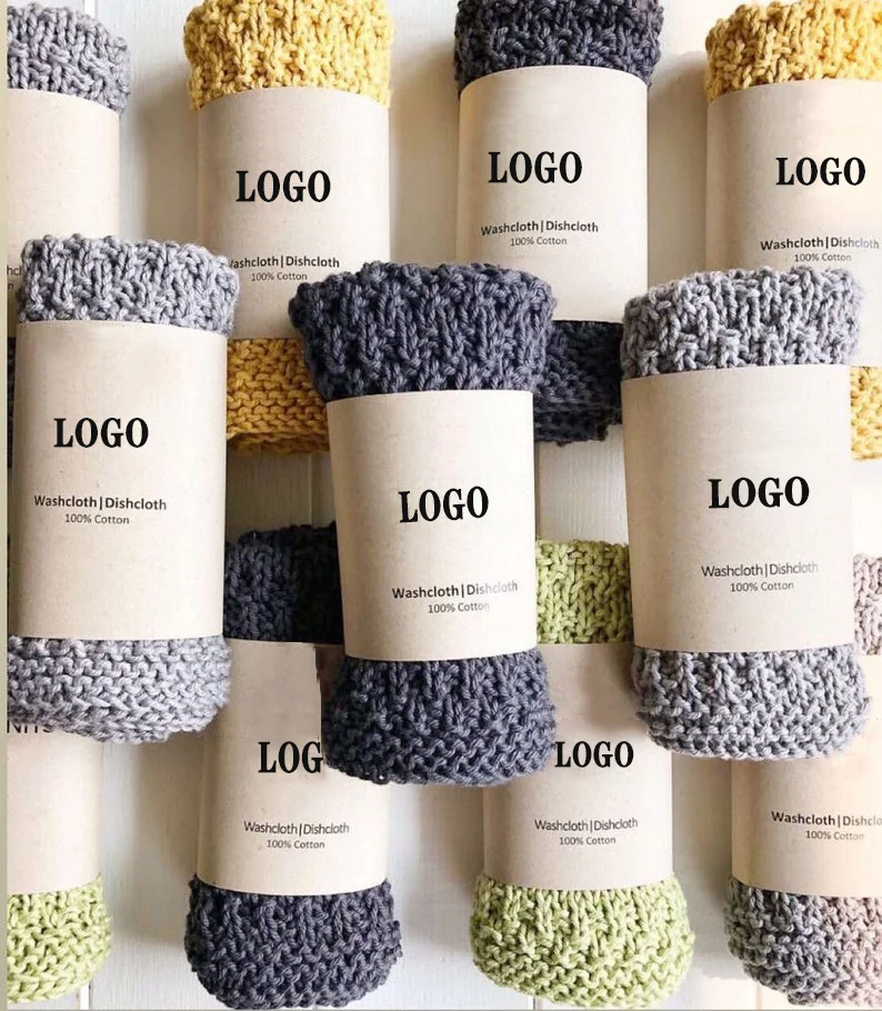 Y-Z Natural fibers hand crochet vegan dishcloth washcloth set eco friendly recycled cotton knitted dish cloth towels