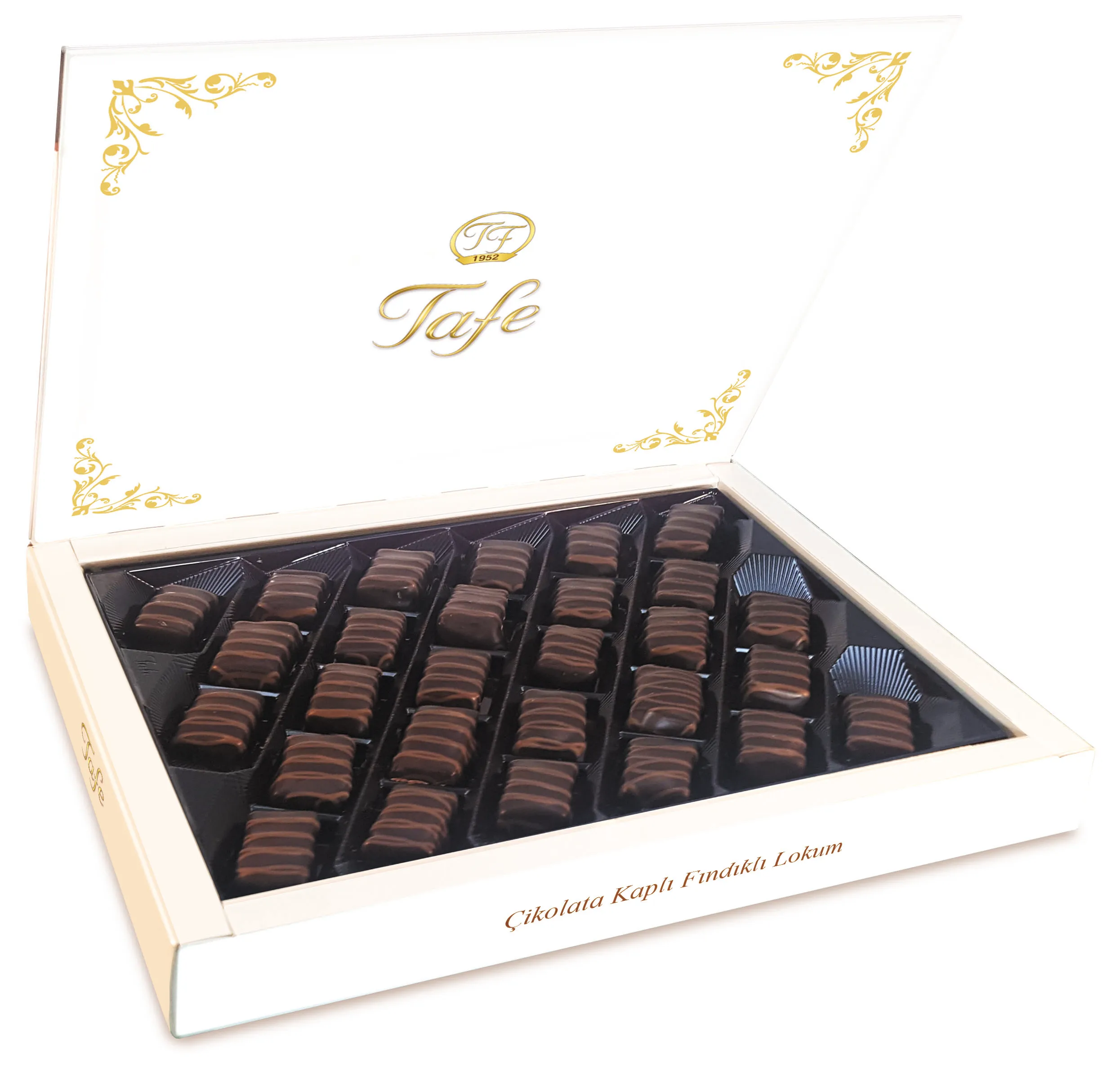 
Tafe Turkish Delight Chocolate Covered with Double Roasted Hazelnut Gift Box 500g - 815 code (Lokum) 
