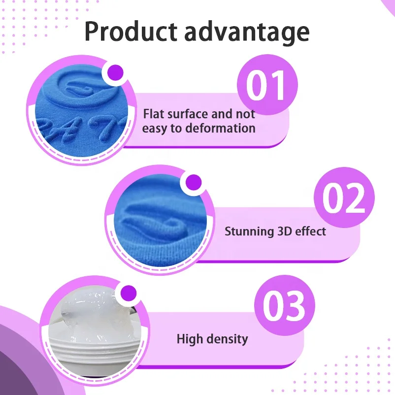 Chinese manufacturer embossed silicone for textile printing 3D effect embossed silicone High fastness silicone inks