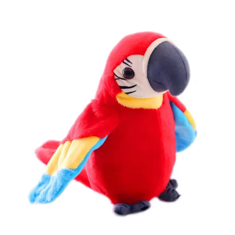 Repeat Stuffed Animal Plush Toy Macaw Funny Learning Electronic Record Animated Bird Shake Wing Talking Parrot Baby Toy