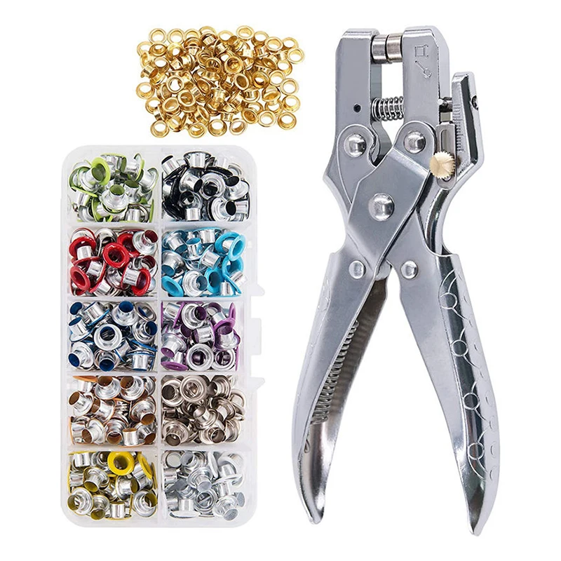 400 Sets of 11 Colors 5mm eyelet hole punch plier Installation Tools pliers set DIY Crafts Sewing Kits Industrial Steel Cloth