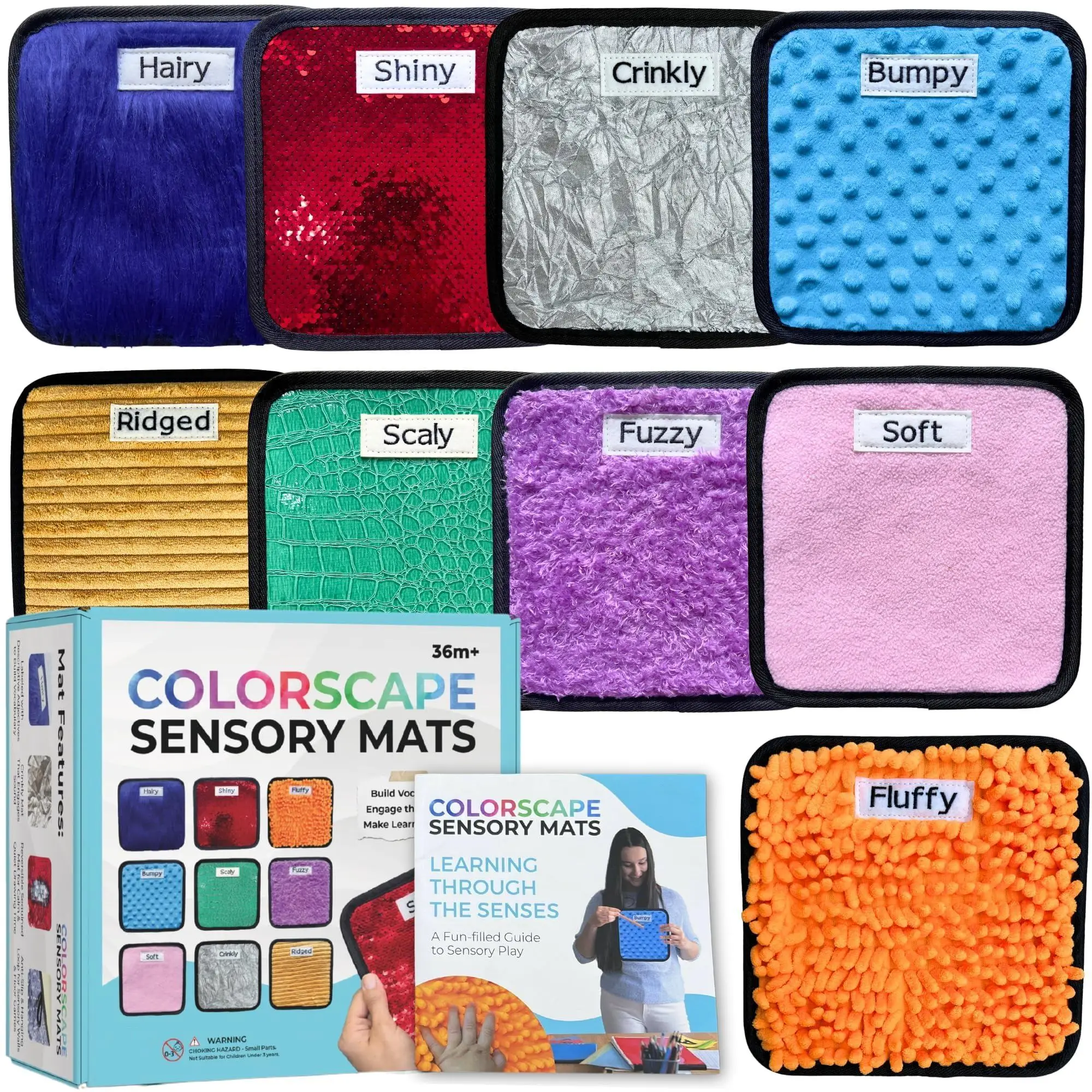 Sensorial Floor Tiles Educational Textured Tactile Mini Sequins 9 Labeled Sensory Mats For Autistic Kids Children