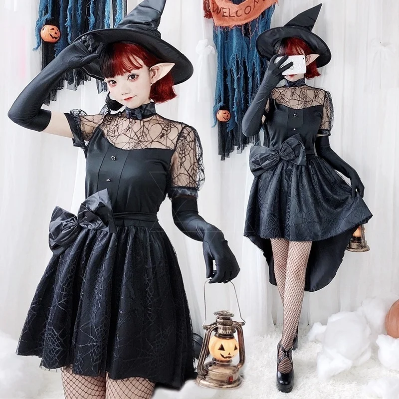 Halloween adult costume female witch sexy devil tuxedo cosplay vampire bride costume spider Zhu costume