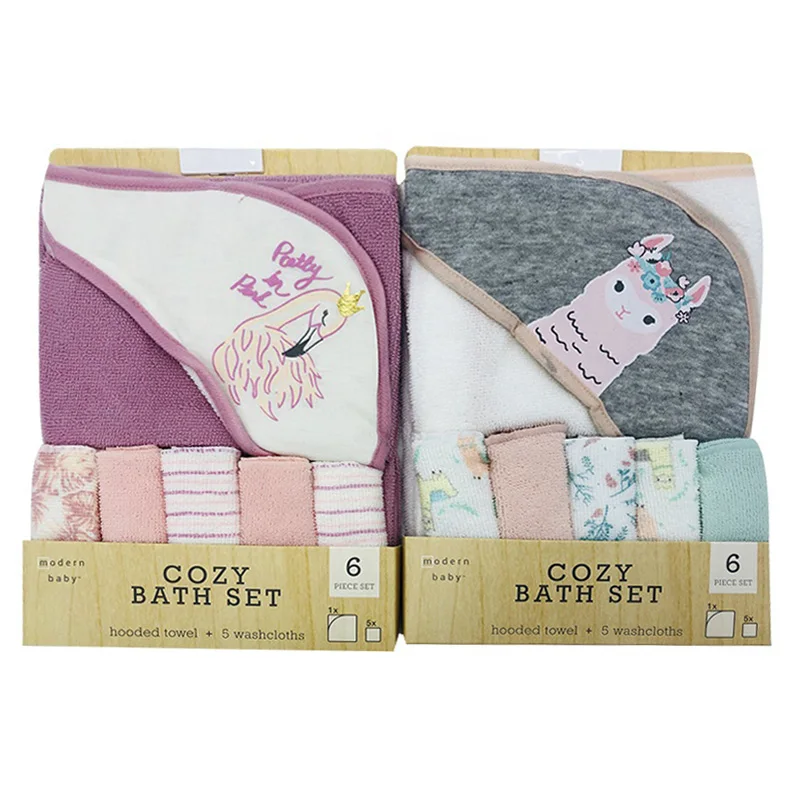 6pcs/set Baby Washcloths Small Infant Towel Set Soft Toddler  Hooded Towel Random Colors Baby Feeding Towels