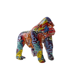 Nordic Graffiti Gorilla Resin Sculptures Colorful Painted Statues Resin Home Ornaments  Figurine For Office Living Room Decor