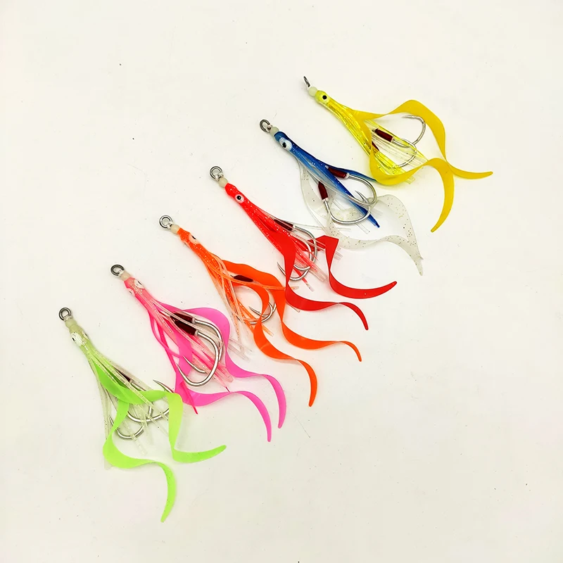 Светящиеся осьминог Кальмар юбки Jigs медленный джиг крючок с силиконовым галстуком для металлического джиг
