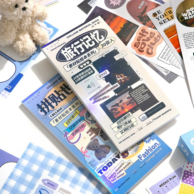 Simno Vintage Scrapbook Stickers 30 Sheets  Sticker Clipping Collage Book for Junk Journaling DIY Craft