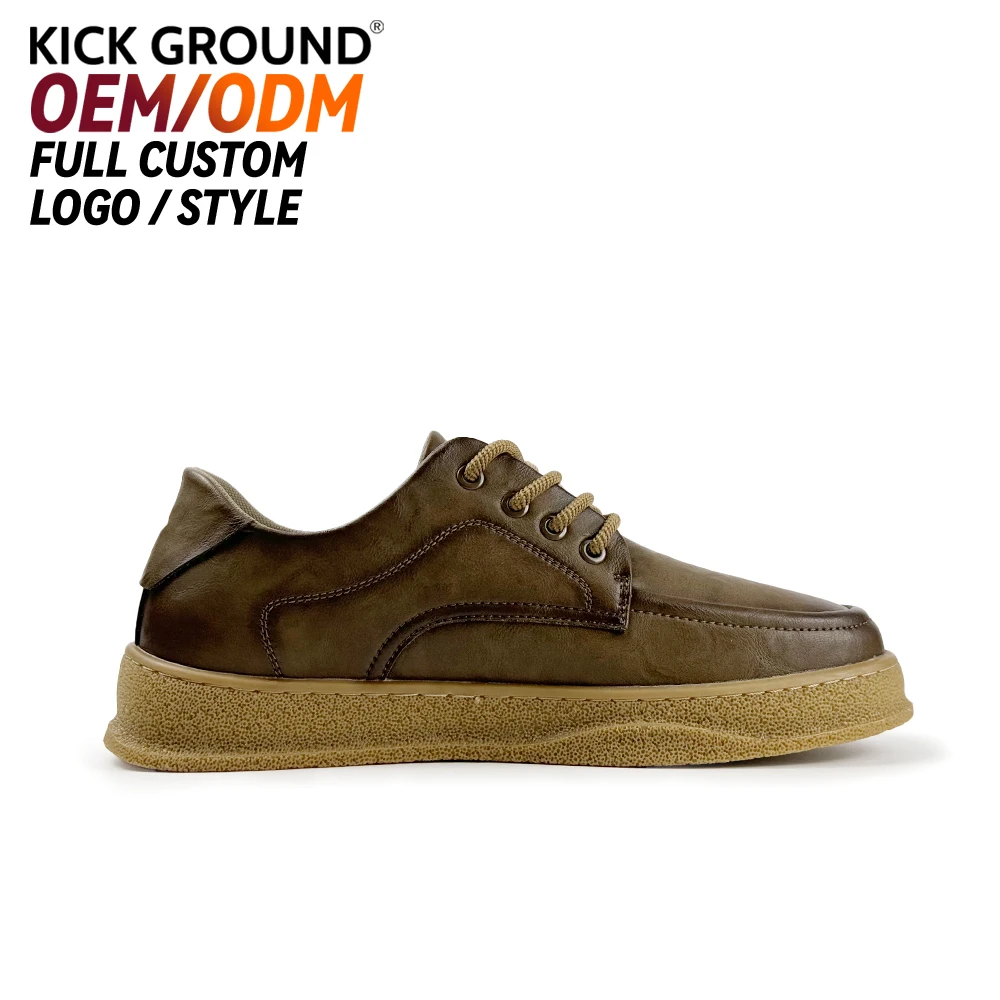 Kick Ground OEM ODM Full Customization Custom Logo Low Top Vintage Casual Walking Style Men Shoes Unique Style Men Sneaker