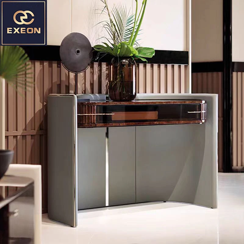 Modern Light Luxury Solid Wood Curved Table Luxury Furniture Living Room Access To The Wall Drawer Console Table