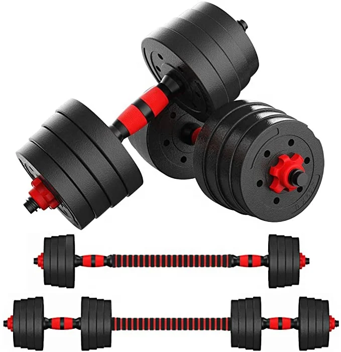 Factory supply Eco-friendly Dumbbell Set Adjustable Plastic Cement combination Barbell dumbbell set