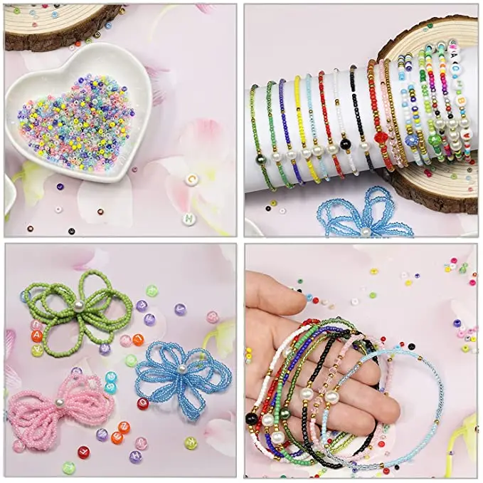 Glass Jewelry Making Kit Beads Craft Set Pony Seed Letter Alphabet DIY Art glass seed beads birthday