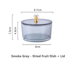 Creative Dried Fruit Plates Glass Serving Dishes Snack Dessert Candy Dish With Lid Metal Tray