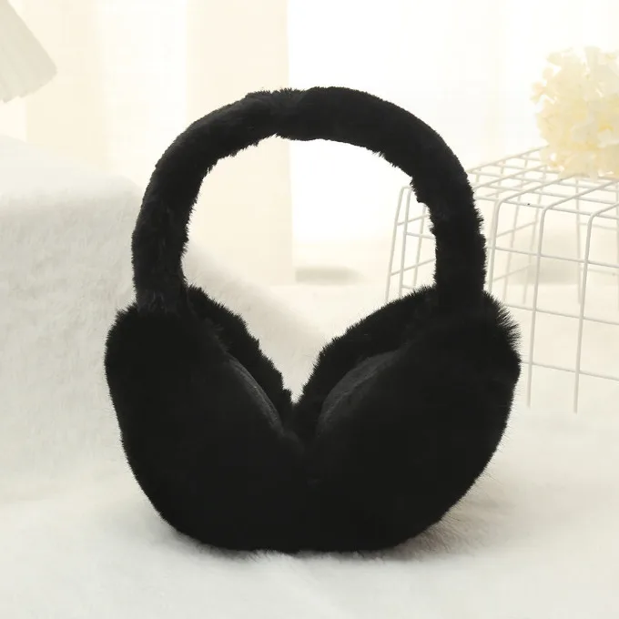Cute And Warm Ear Muffs Winter Foldable Solid Plush Ear Protection
