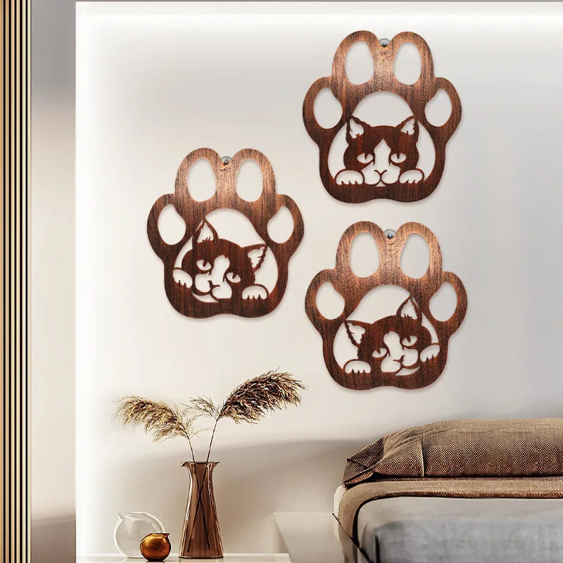 Modern Metal Wall Hanging Cat Art Pendant Iron Home Decor for Living Room and Dining Room Background Ornaments