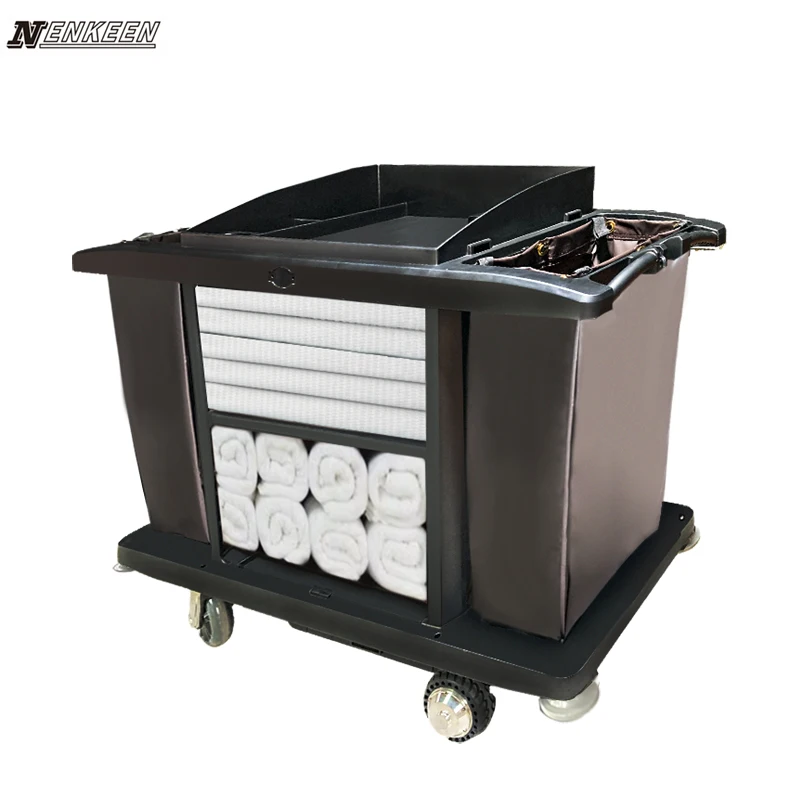 Custom Powered Housekeeping Cart OEM Heavy Duty Electric Cleaning Cart Hotel Room Maid Trolley