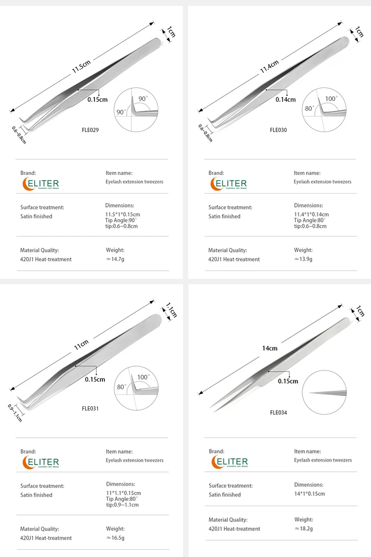 ELITER Hot Sell 0/80/90 Degree In Stock Russian Lashes Tweezers The Lash Professional Tweezers Tweezers Volume