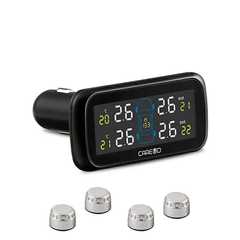
Solar tire pressure monitoring tpms external sensor high-definition color screen tire pressure monitor 